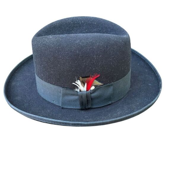 Vintage Dobbs Fifth Avenue Men's Black Fedora Hat Size 7 3/8 - Picture 1 of 11